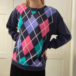 vintage argyle colored sweater